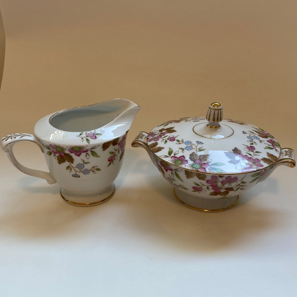 Sanford Fine China Carlton Pattern Cream and Covered Sugar